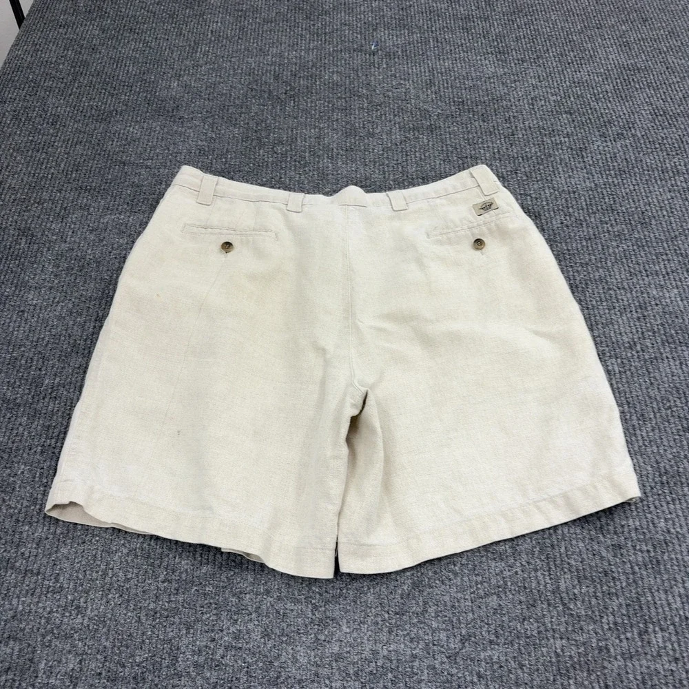 Dockers Shorts Mens 38 Beige Linen Cotton Pleated Casual Summer Classic Style